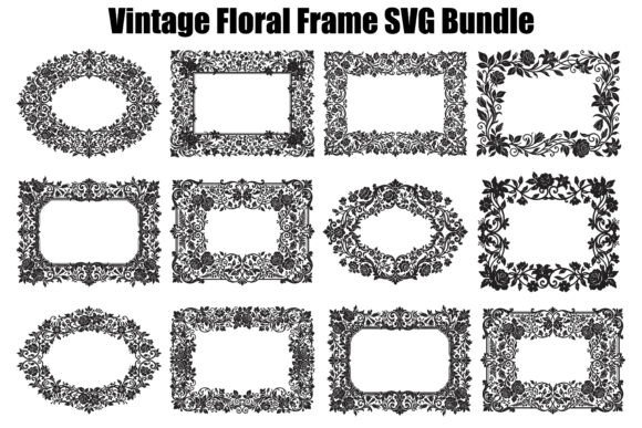 Download Vintage Floral Frame SVG Bundle - Vintage floral frame Collection
