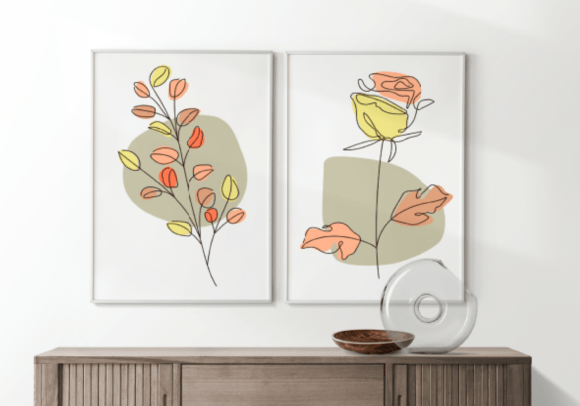 Download Set of Minimalist Flower Boho Wall Art - Boho wall art Collection