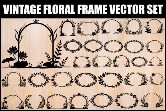 Download Vintage Floral Frame SVG Bundle - Vintage floral frame Collection