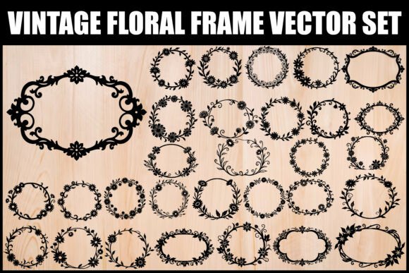 Download Vintage Floral Frame SVG Bundle - Vintage floral frame Collection