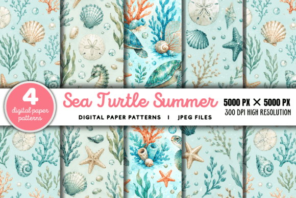 Download Turtle Summer Scrapbook Paper - Summer scrapbook paper Collection