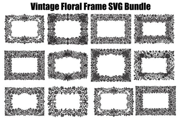 Download Vintage Floral Frame SVG Bundle - Vintage floral frame Collection