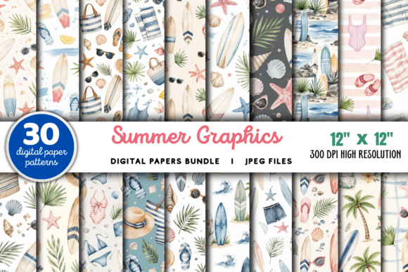 Download Summer Digital Paper Graphics Bundle - Premium Resources