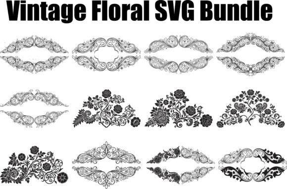 Download Vintage Floral Frame SVG Bundle - Vintage floral frame Collection