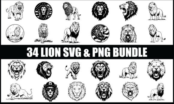 Download Lion SVG PNG Bundle, Wild Animal Clipart - Lion svg Collection