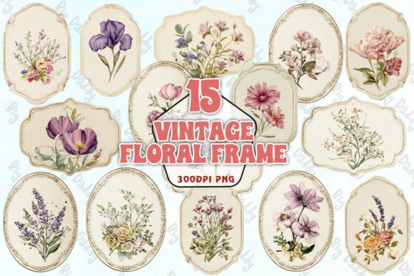 Download Vintage Floral Frame Watercolor PNG - Vintage floral frame Collection