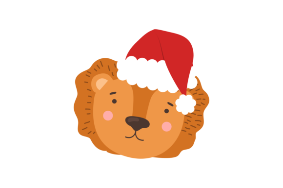 Download Christmas Hat and Animal Head Lion Svg - Lion svg Collection