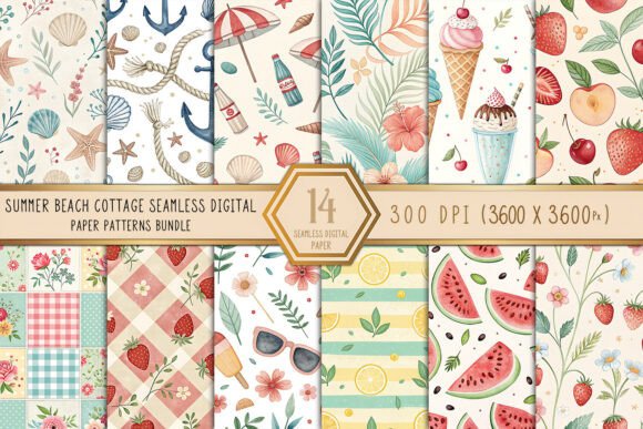 Download Summer Beach Cottage Digital Paper Bundl - Premium Resources